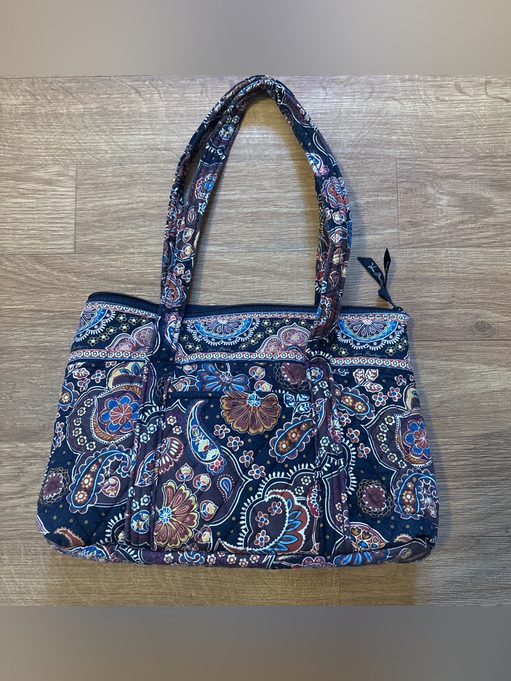 Vera Bradley Betsy Shoulder Bag Quilted Retired Kensington Pattern Black/Brown